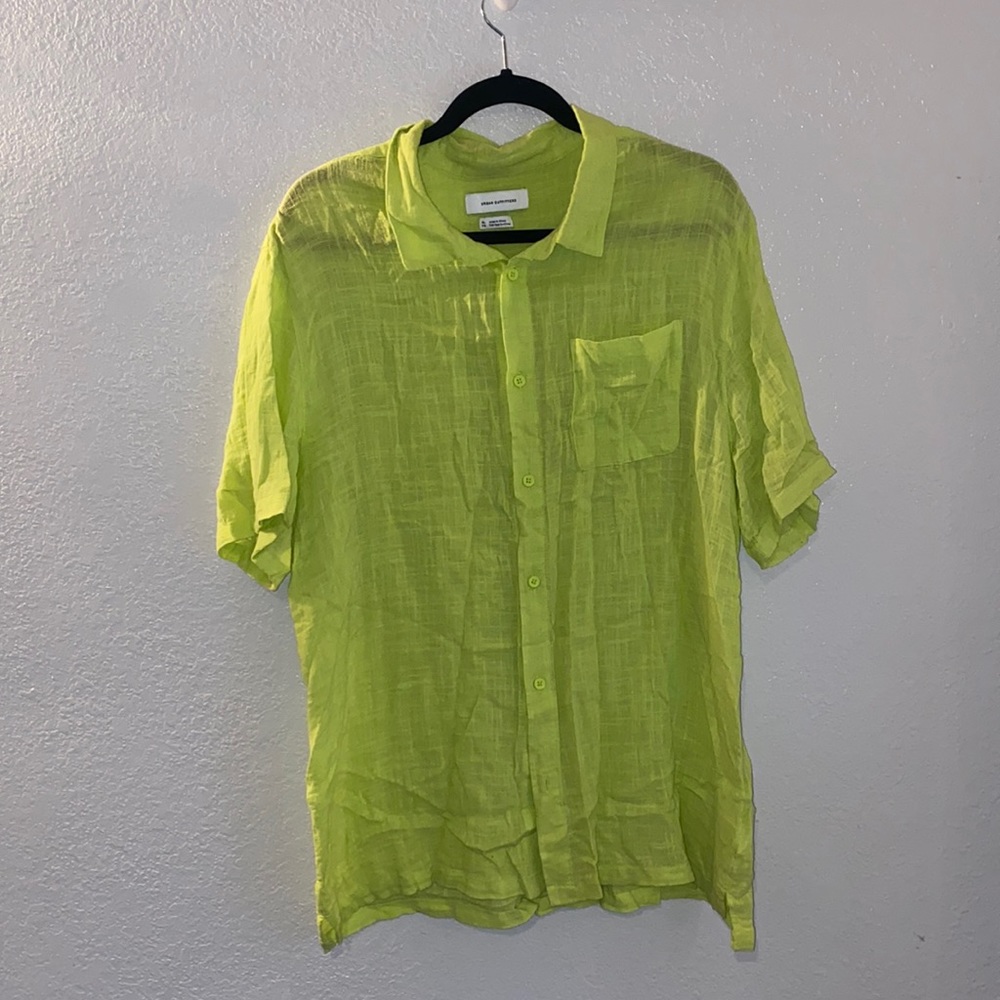 Urban Outfitters Lime Linen Button Up